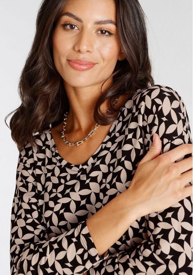 Laura Scott Shirt met 3 4-mouwen casual gesneden bedrukt v-hals - Foto 3