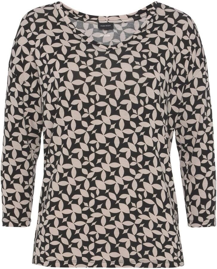 Laura Scott Shirt met 3 4-mouwen casual gesneden bedrukt v-hals