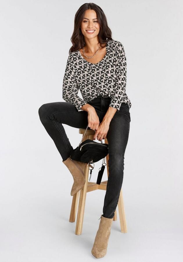 Laura Scott Shirt met 3 4-mouwen casual gesneden bedrukt v-hals - Foto 7