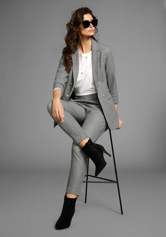 Laura Scott Lange blazer met goudkleurige knopen
