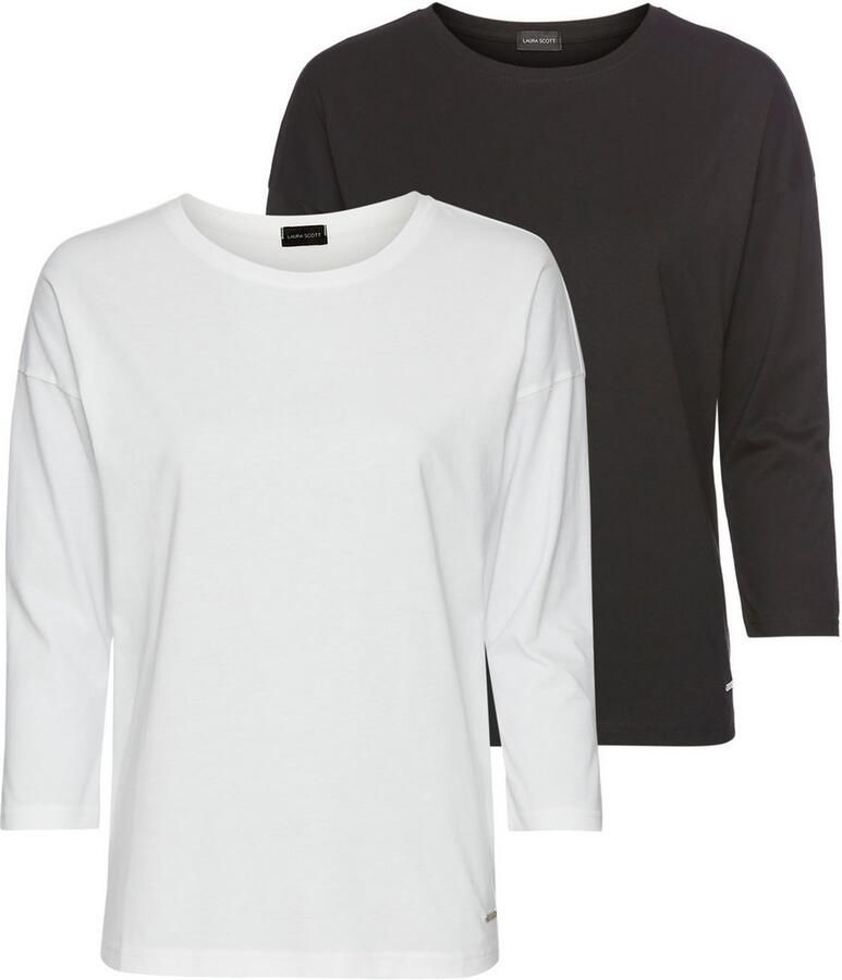 Laura Scott Shirt met 3 4 mouwen met casual pasvorm (2 stuks)