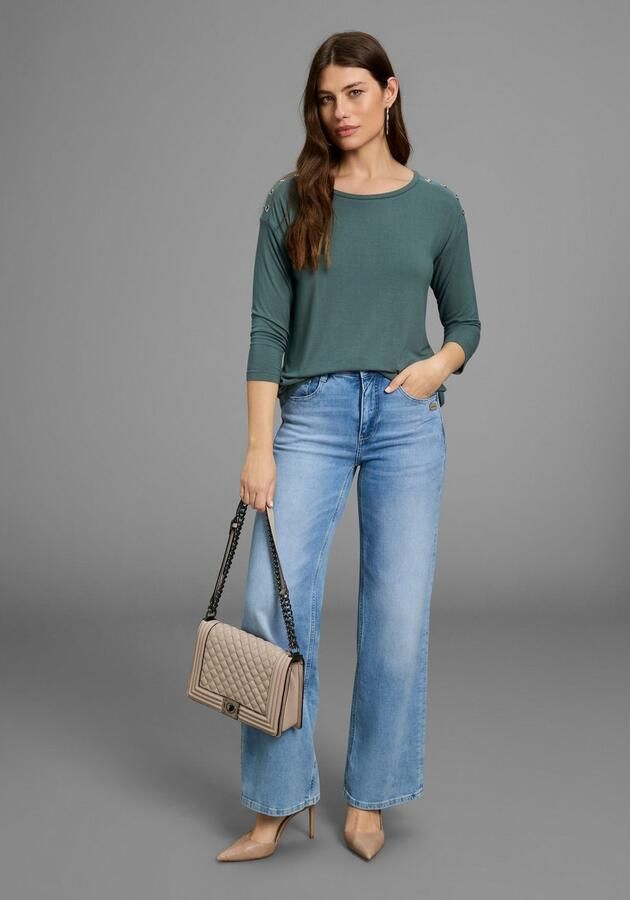 Laura Scott Shirt met 3 4 mouwen met metalen oogjes op de schouder nieuwe collectie - Foto 5