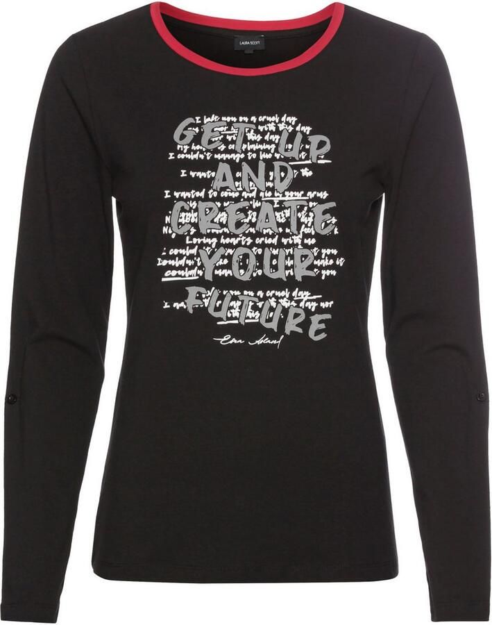 Laura Scott Shirt met 3 4 mouwen met modieuze voorprint & kleurrijke details