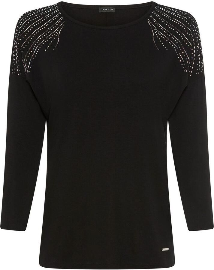 Laura Scott Shirt met 3 4 mouwen met strass steentjes nieuwe collectie