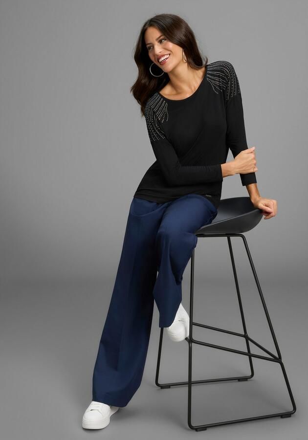 Laura Scott Shirt met 3 4 mouwen met strass steentjes nieuwe collectie - Foto 5