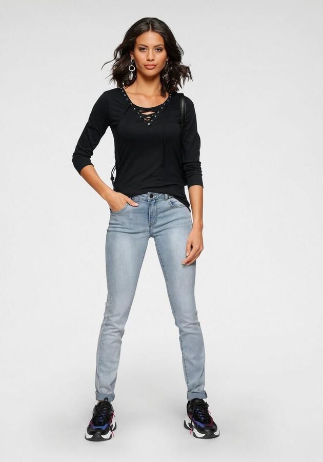 Laura Scott Shirt met 3 4-mouwen zeer figuurvolgend elastisch materiaal - Foto 5