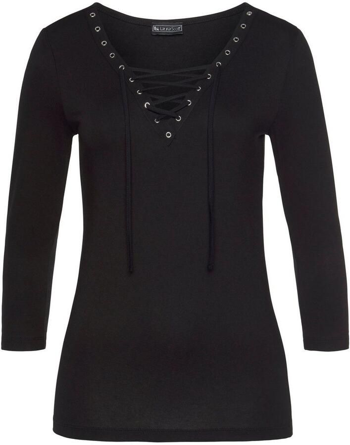 Laura Scott Shirt met 3 4-mouwen zeer figuurvolgend elastisch materiaal