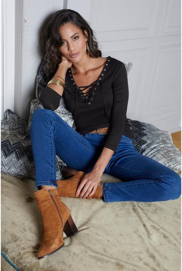 Laura Scott Shirt met 3 4-mouwen zeer figuurvolgend elastisch materiaal - Foto 6