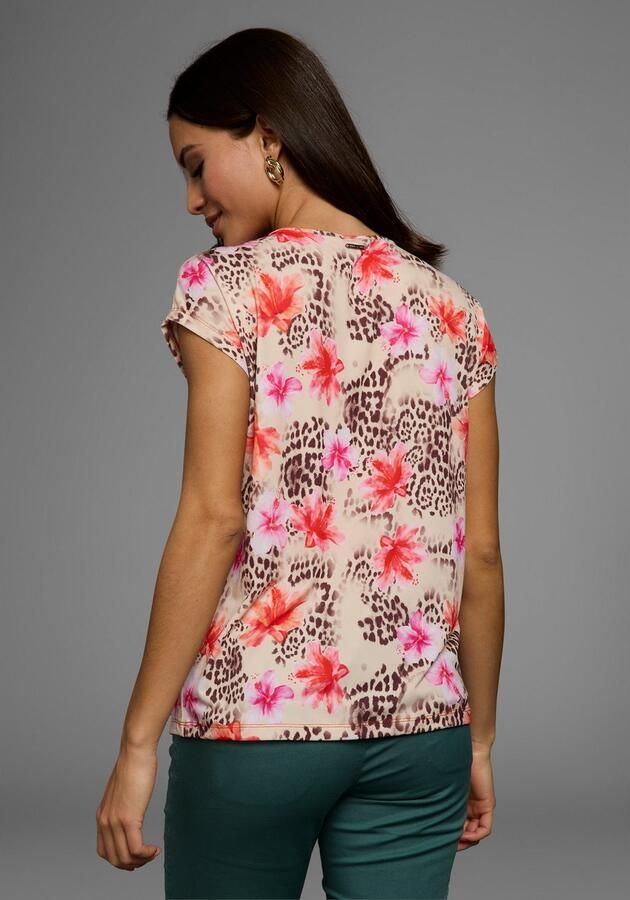 Laura Scott Shirt met korte mouwen met ritssluiting bij de v-hals - Foto 4