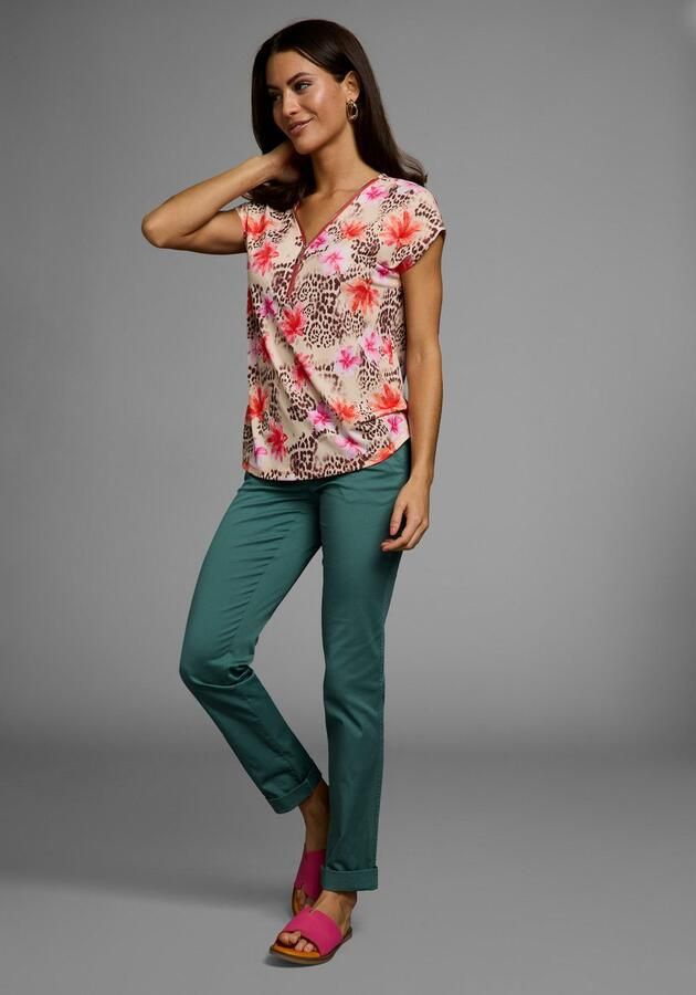 Laura Scott Shirt met korte mouwen met ritssluiting bij de v-hals - Foto 5