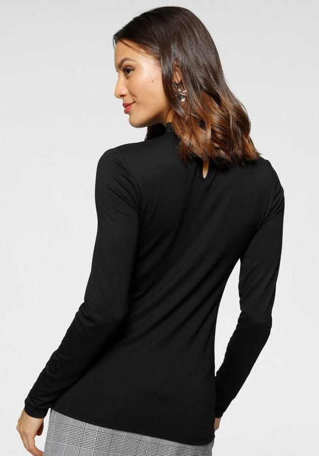 Laura Scott Shirt met lange mouwen figuurvolgende pasvorm lange mouwen met staande kraag - Foto 4