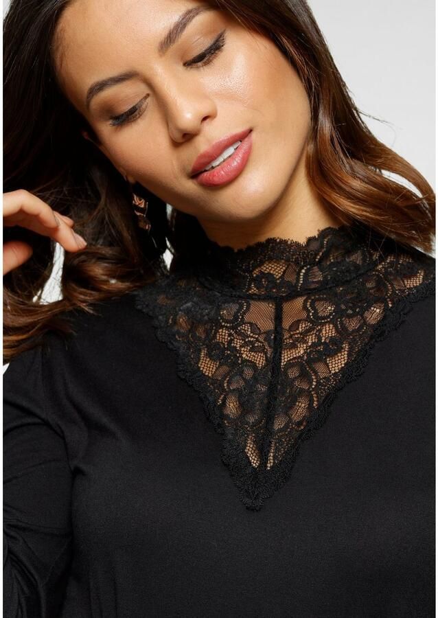 Laura Scott Shirt met lange mouwen figuurvolgende pasvorm lange mouwen met staande kraag - Foto 2