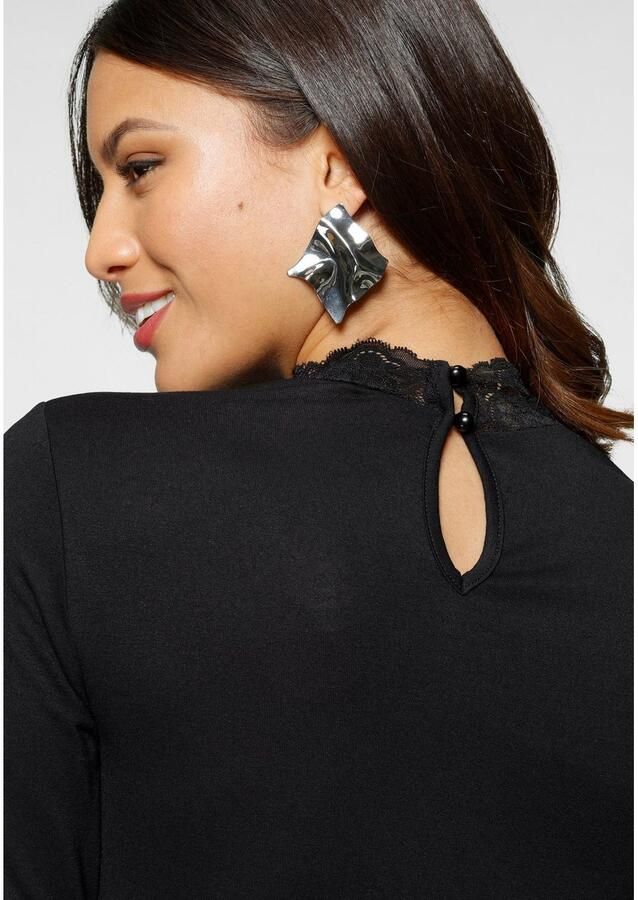 Laura Scott Shirt met lange mouwen figuurvolgende pasvorm lange mouwen met staande kraag - Foto 3