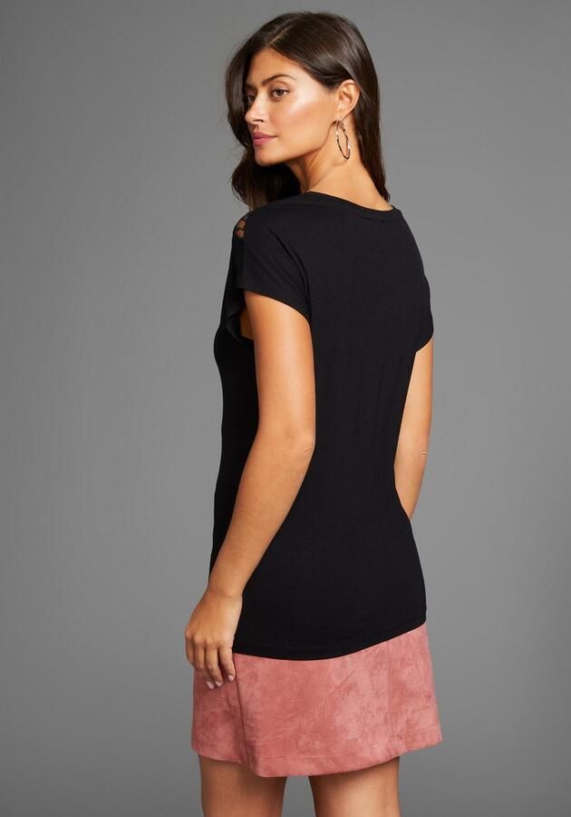 Laura Scott Shirt met ronde hals aangesneden korte mouwen figuurvolgende pasvorm - Foto 4