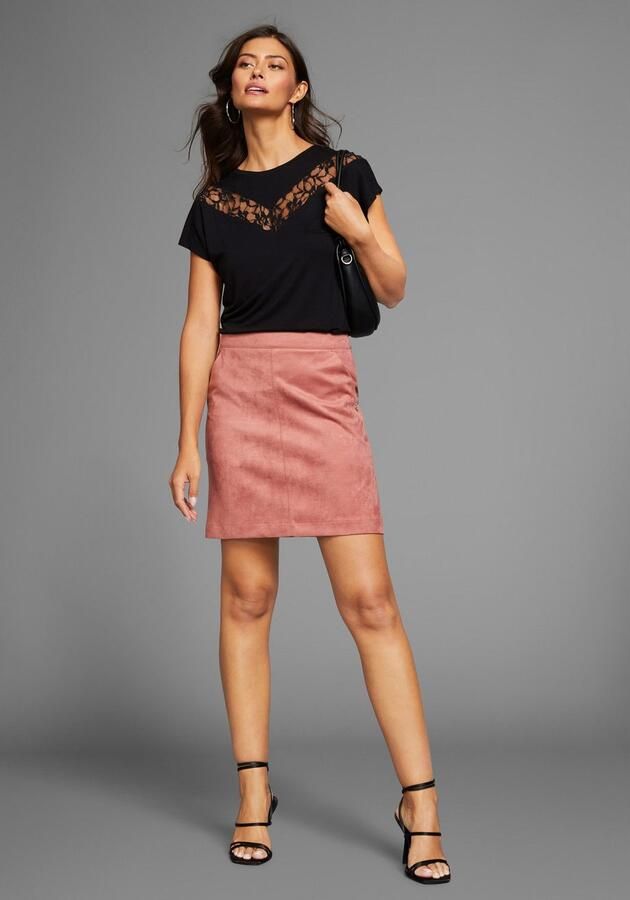 Laura Scott Shirt met ronde hals aangesneden korte mouwen figuurvolgende pasvorm - Foto 5