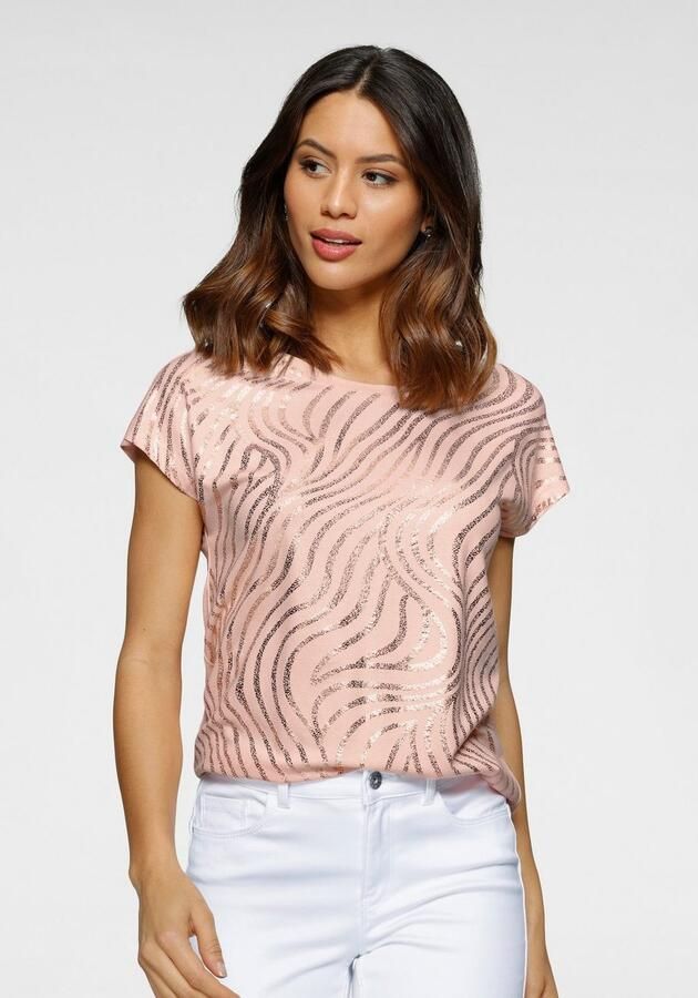 Laura Scott Shirt met ronde hals Korte mouwen figuurvolgend van elastische single jersey - Foto 4