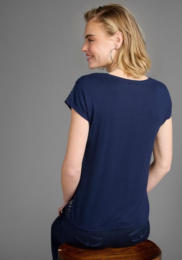 Laura Scott Shirt met ronde hals Korte mouwen figuurvolgend van elastische single jersey - Foto 3