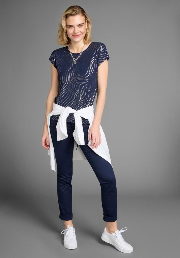 Laura Scott Shirt met ronde hals Korte mouwen figuurvolgend van elastische single jersey - Foto 4