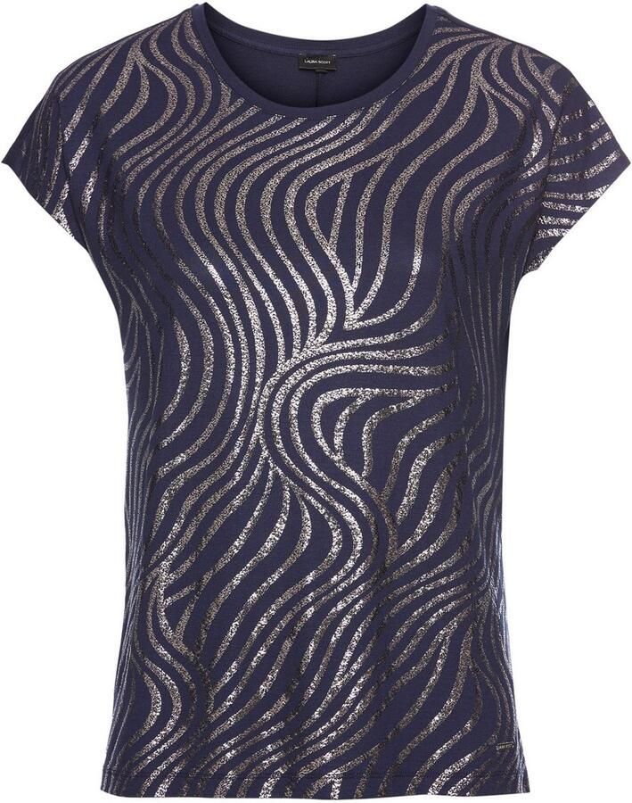 Laura Scott Shirt met ronde hals Korte mouwen figuurvolgend van elastische single jersey