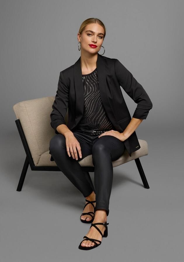 Laura Scott Shirt met ronde hals Korte mouwen figuurvolgend van elastische single jersey - Foto 6