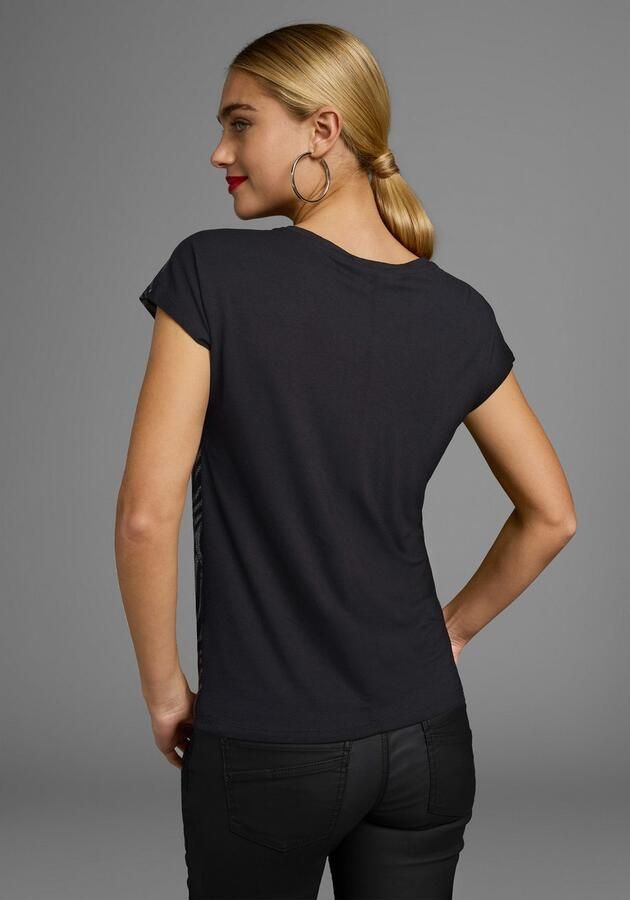 Laura Scott Shirt met ronde hals Korte mouwen figuurvolgend van elastische single jersey - Foto 7