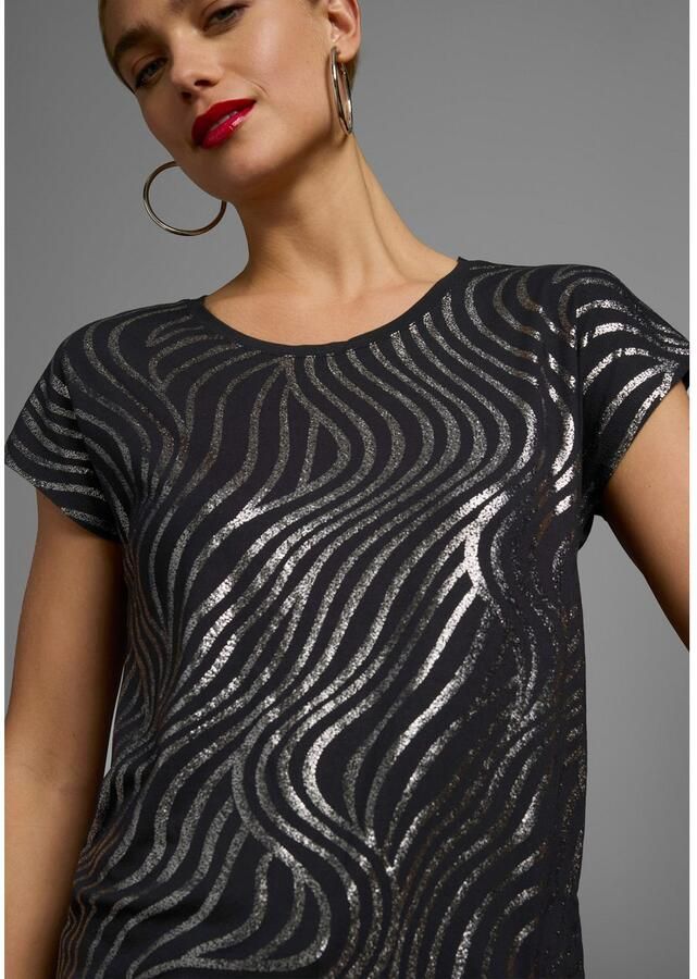 Laura Scott Shirt met ronde hals Korte mouwen figuurvolgend van elastische single jersey