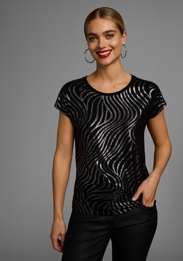 Laura Scott Shirt met ronde hals Korte mouwen figuurvolgend van elastische single jersey - Foto 8