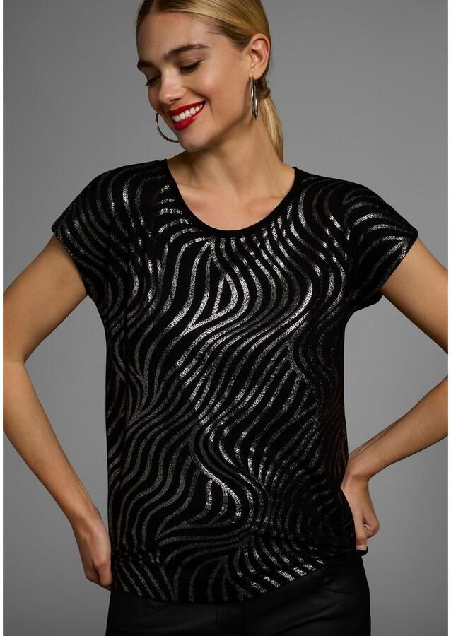 Laura Scott Shirt met ronde hals Korte mouwen figuurvolgend van elastische single jersey - Foto 3