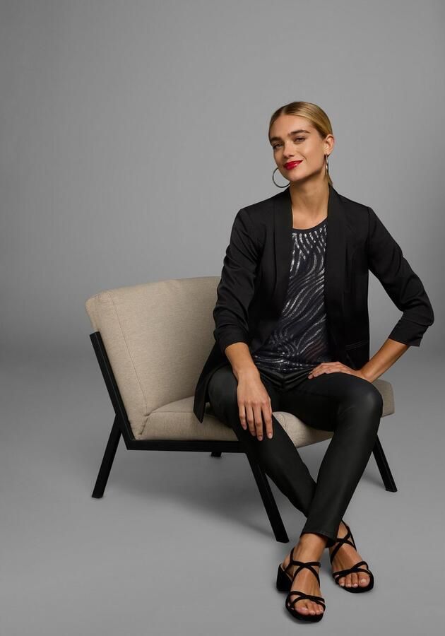 Laura Scott Shirt met ronde hals Korte mouwen figuurvolgend van elastische single jersey - Foto 11