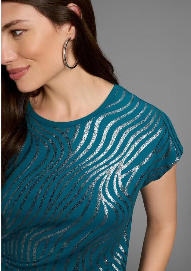 Laura Scott Shirt met ronde hals Korte mouwen figuurvolgend van elastische single jersey - Foto 3