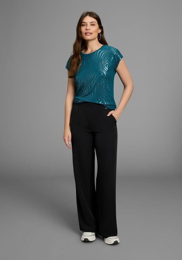 Laura Scott Shirt met ronde hals Korte mouwen figuurvolgend van elastische single jersey - Foto 4