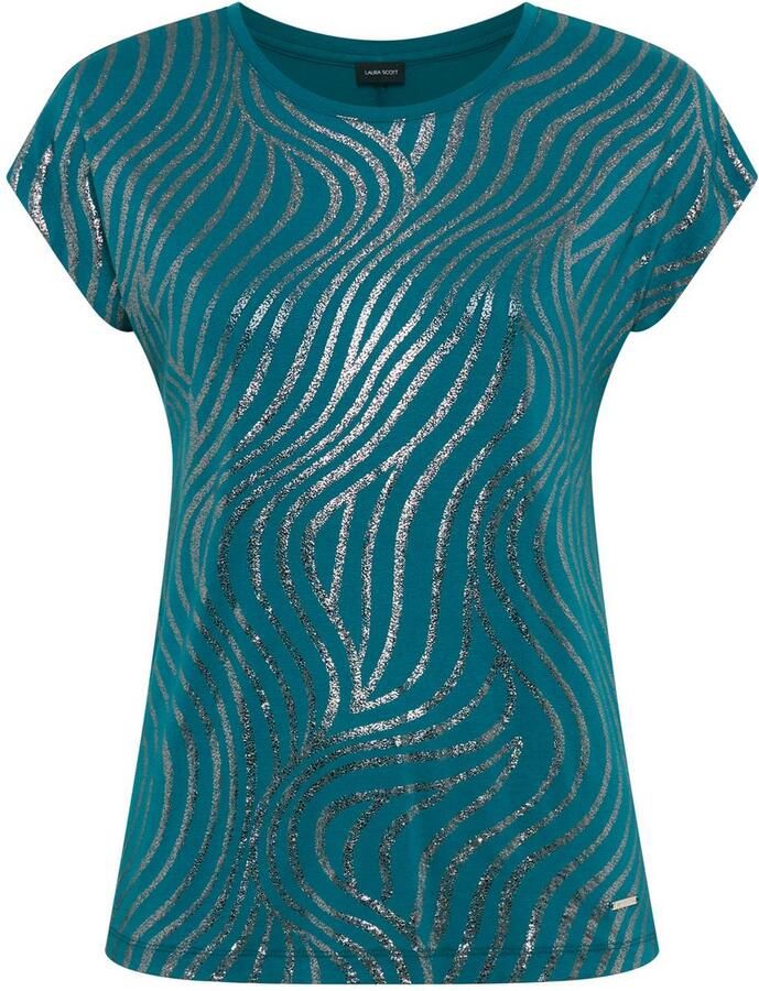 Laura Scott Shirt met ronde hals Korte mouwen figuurvolgend van elastische single jersey