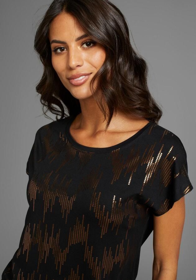 Laura Scott Shirt met ronde hals met glinsterende paillettenprint - Foto 3