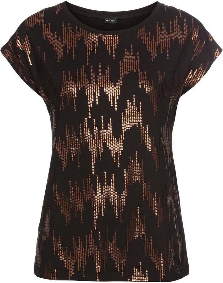 Laura Scott Shirt met ronde hals met glinsterende paillettenprint