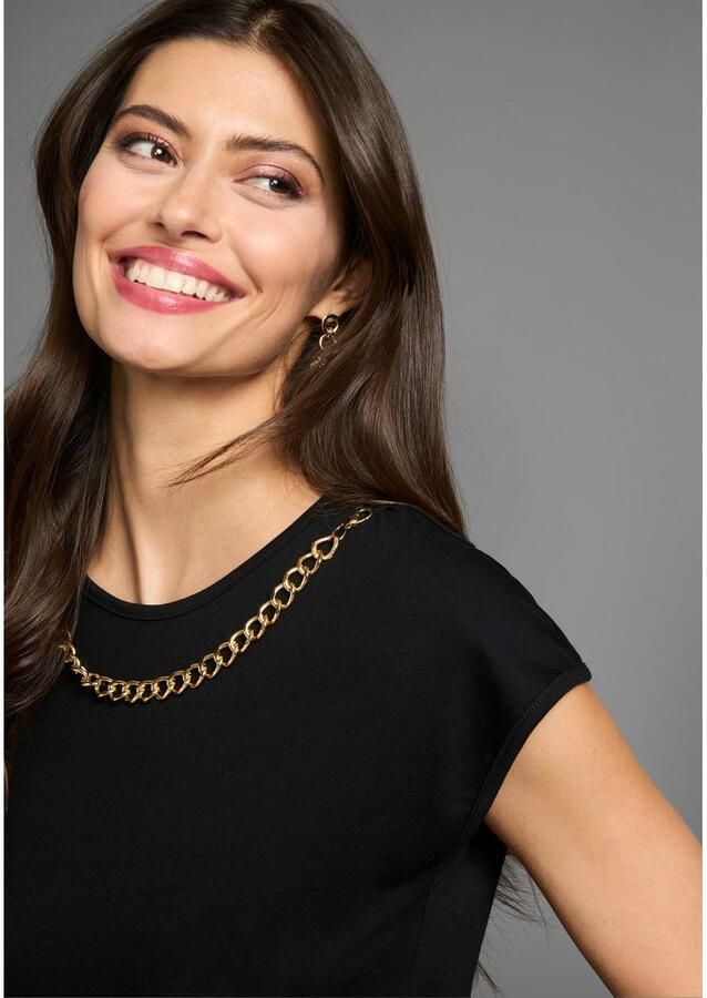 Laura Scott Shirt met ronde hals met goudkleurige sierketting - Foto 2