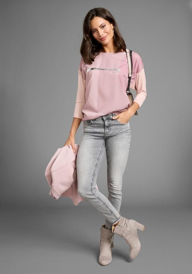 Laura Scott Shirtblouse in materiaalmix met folieprint nieuwe kleuren - Foto 8