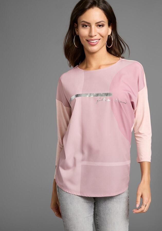 Laura Scott Shirtblouse in materiaalmix met folieprint nieuwe kleuren - Foto 4