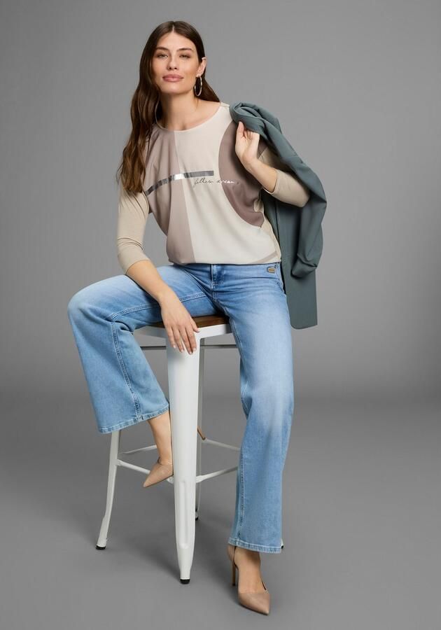 Laura Scott Shirtblouse in materiaalmix met folieprint nieuwe kleuren - Foto 6