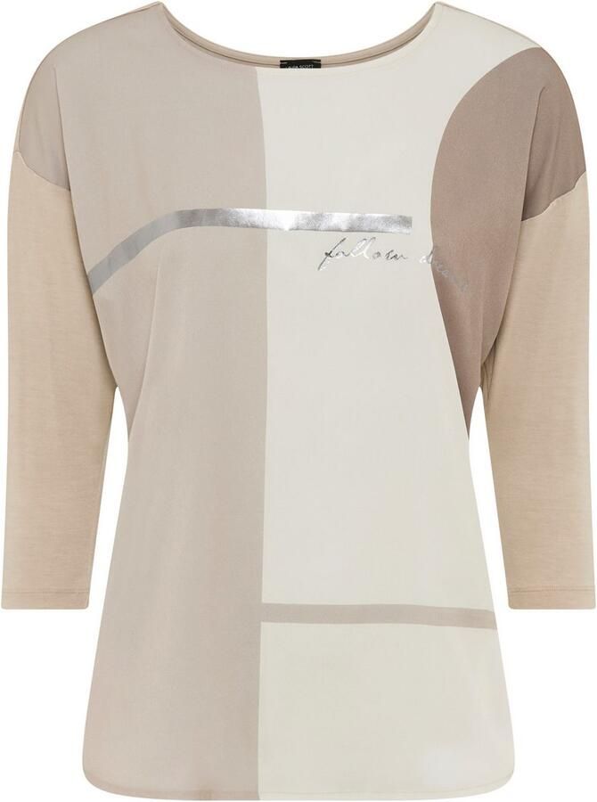 Laura Scott Shirtblouse in materiaalmix met folieprint nieuwe kleuren