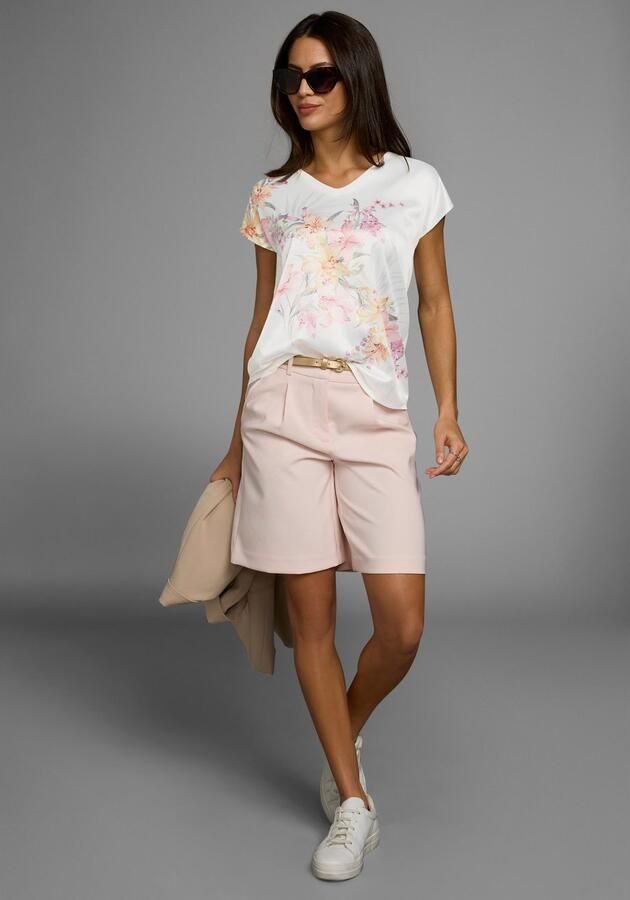 Laura Scott Shirtblouse met edel-subtiele bloe print op satijn - Foto 5