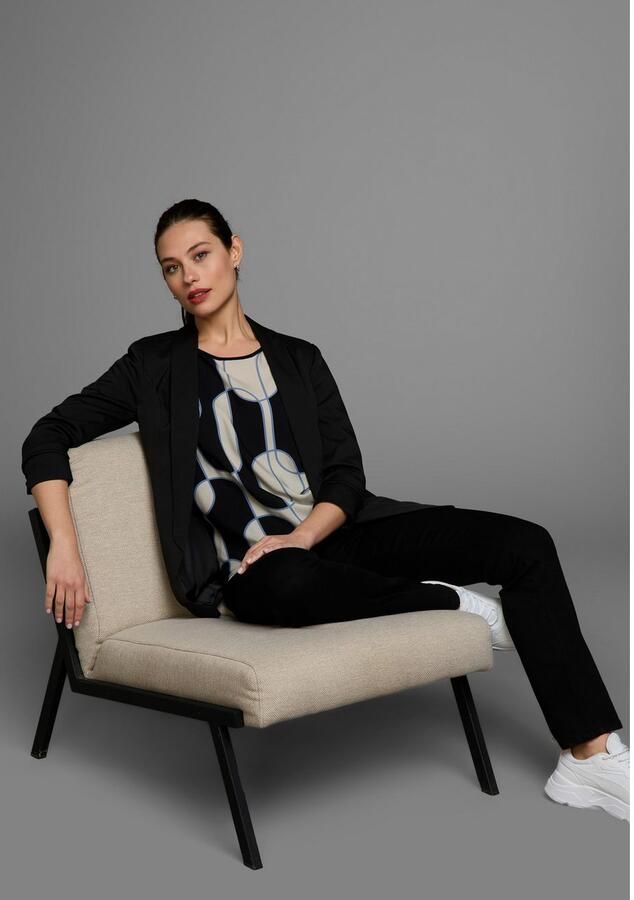 Laura Scott Shirtblouse met grafische print in materiaalmix - Foto 6