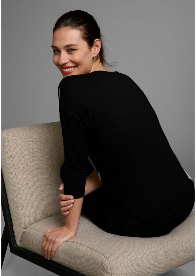 Laura Scott Shirtblouse met grafische print in materiaalmix - Foto 3