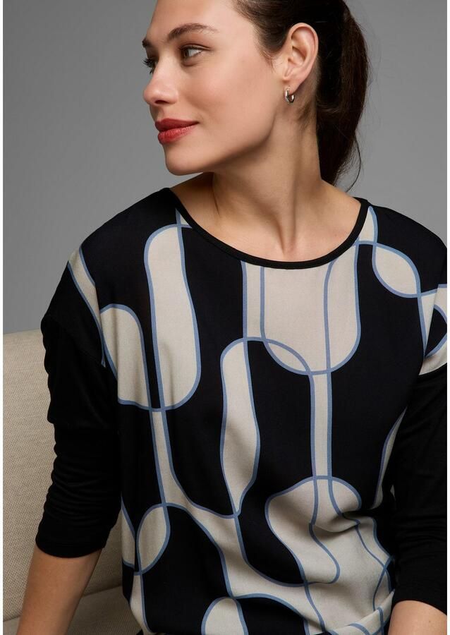 Laura Scott Shirtblouse met grafische print in materiaalmix - Foto 4