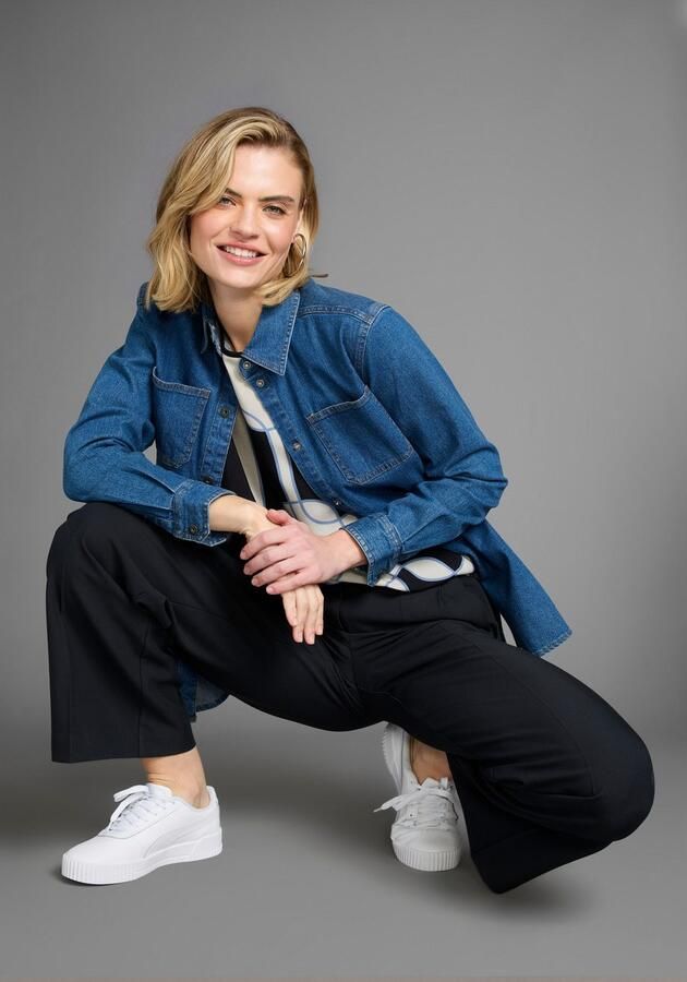 Laura Scott Shirtblouse met grafische print in materiaalmix - Foto 9