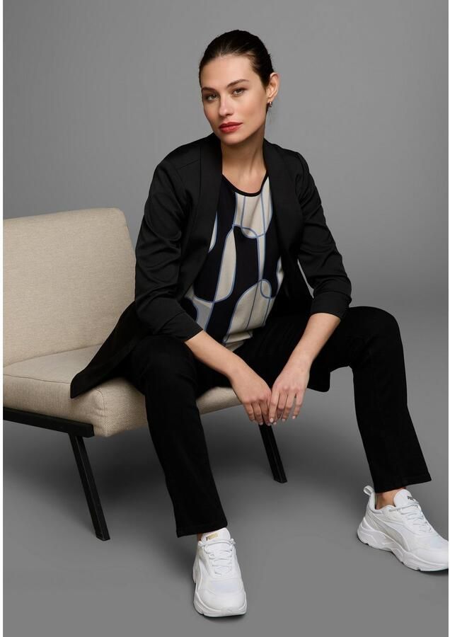 Laura Scott Shirtblouse met grafische print in materiaalmix - Foto 5