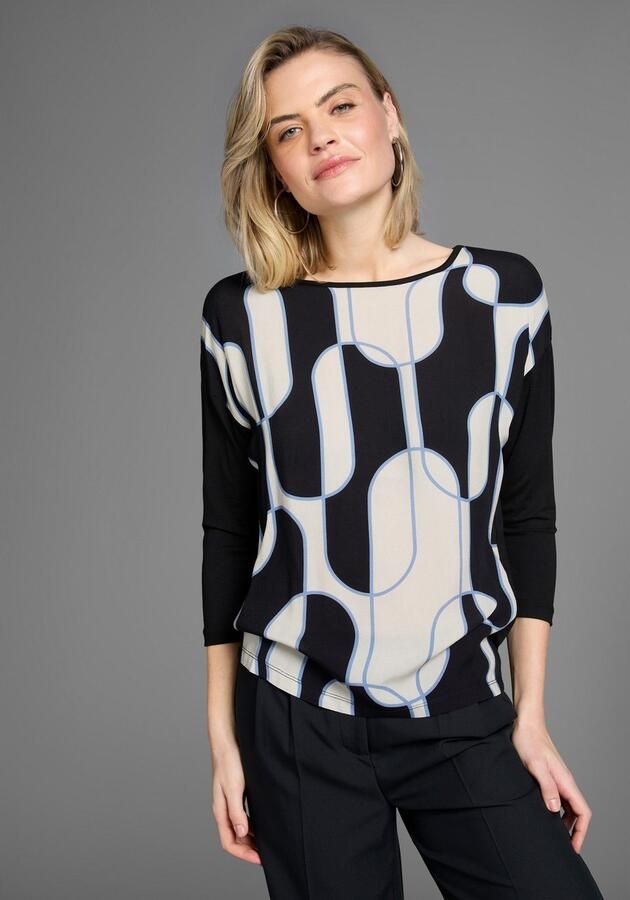 Laura Scott Shirtblouse met grafische print in materiaalmix - Foto 11