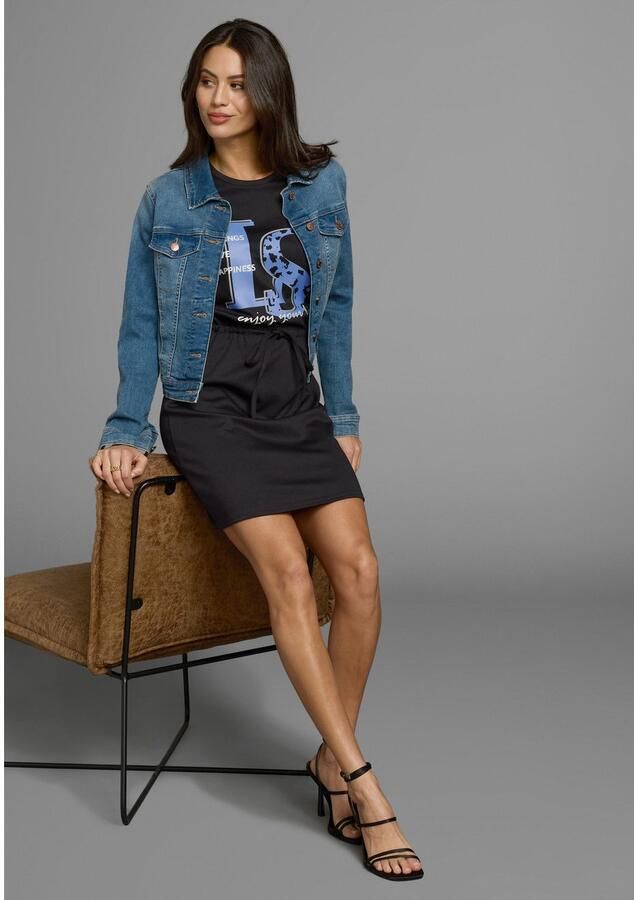 Laura Scott Shirtjurk met striktaille en frontprint