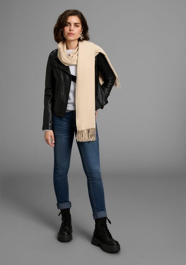 Laura Scott Sjaal met modieuze franjes in klassieke effen kleuren nieuw - Foto 3