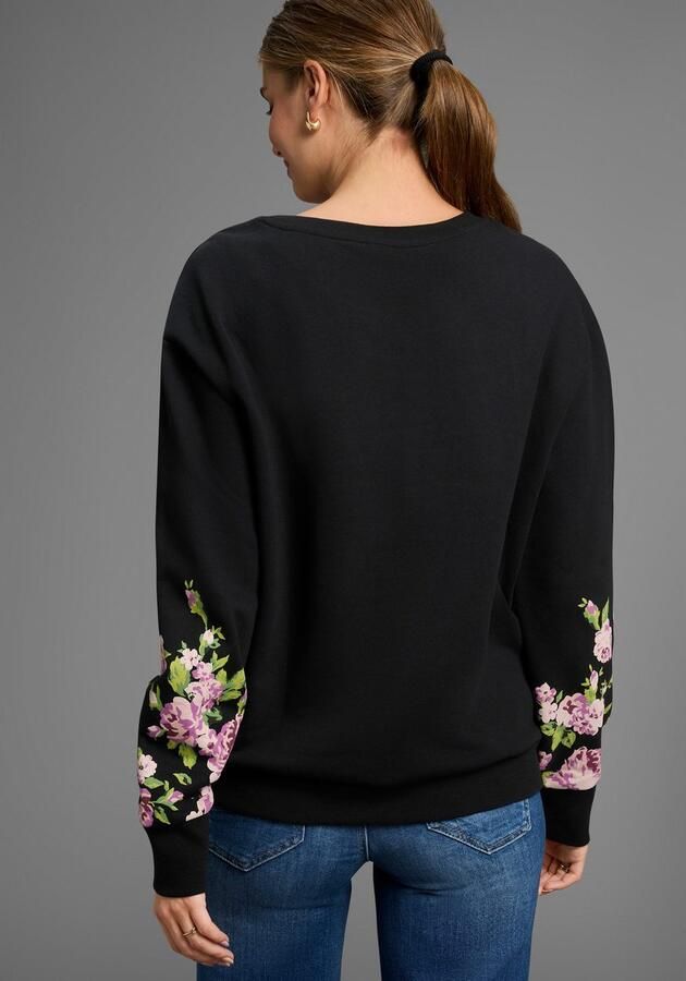 Laura Scott Sweater Zachte katoenmix met bloe print op de mouwen - Foto 3