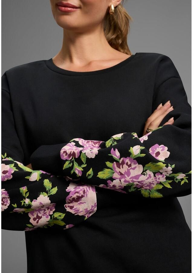 Laura Scott Sweater Zachte katoenmix met bloe print op de mouwen - Foto 2